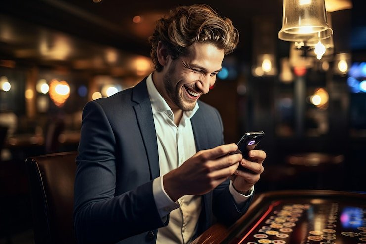 Multiple dtoto app screens displaying live roulette table, account dashboard, and DANA payment method selection